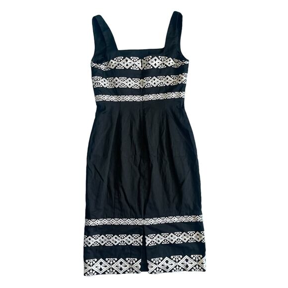 White House Black Market Black White Cotton Midi Dress Size 0 NWT - Picture 2 of 6